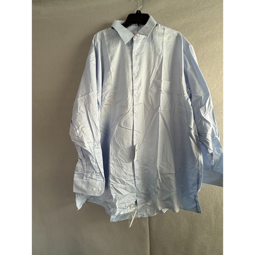 ENRO Dress Shirt Men's‎ 18.5 35/36 Tall Blue Pima Cotton Micro Nailhead JDC NWT